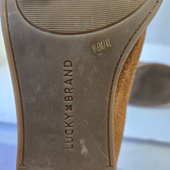 Lucky Brand Powe Bootie Womens 9.5 Cognac Brown Suede Ankle Boots - Picture 10 of 10